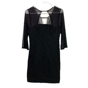 Guess Black Cutout Stretch Sheer Shoulders Bodycon Short Dress Size 9